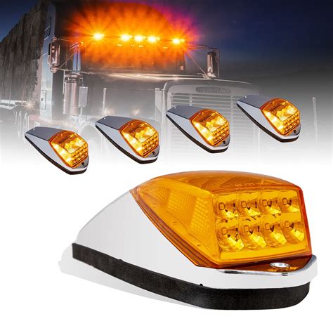 Amber Led Cab Marker Lights Kit For Semi Truck Dot Fmvss 108 Sae