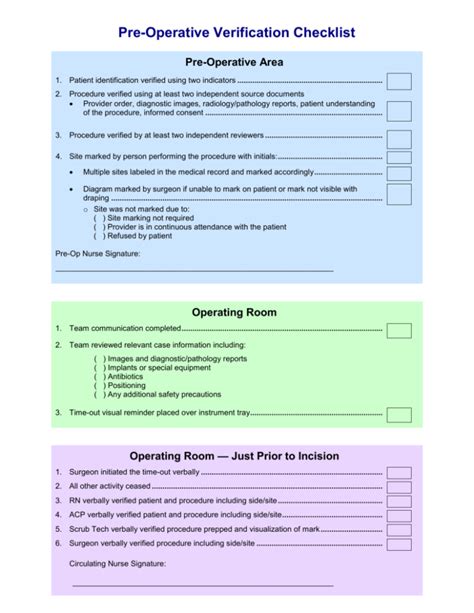 Surgical Procedure Checklist