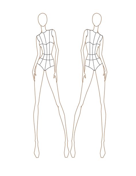 Croquis Female Front View Fashion Design Template Fashion Figure