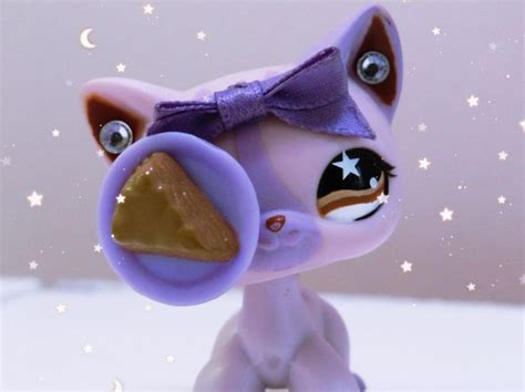 Purple Sparkle Lps Cat In Starry Background