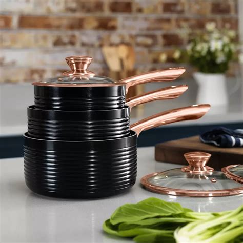 Tower Linear Rose Gold Piece Saucepan Set Frank Roche Sons Ltd