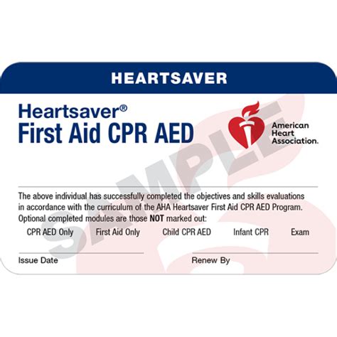 Heartsaver® First Aid Cpr Aed Course Completion Card 24 Pack Aha