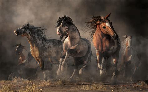 American Paint Horses Digital Art By Daniel Eskridge Pixels