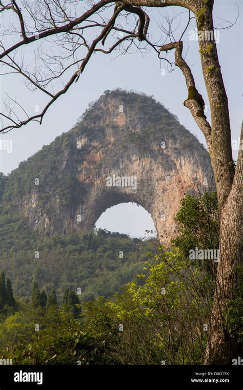 China Guangxi Yangshuo, Moon hill Stock Photo - Alamy