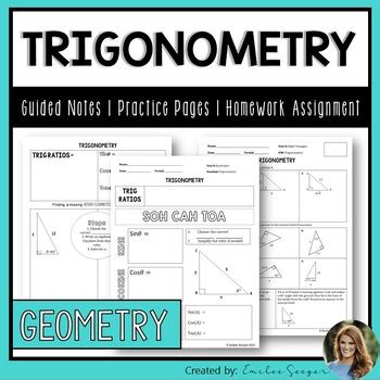 Right Triangle Trigonometry Guided Notes Practice Worksheet Homework