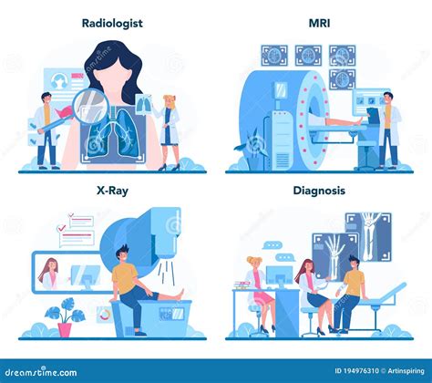 Radiologist Concept Set Doctor Examing X Ray Image Of Human Stock