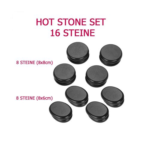 Hot Stone Set mit 16 Vulkansteinen für Wellness und Entspannung