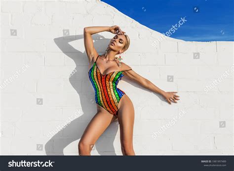 Elegant Sexy Woman Colorful Bikini On Stock Photo 1981997489 Shutterstock