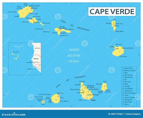 Cape Verde Map Illustration Of A Detailed Political Map Of Cape Verde