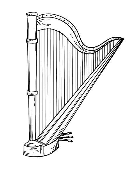 Premium Vector Harp Musical Instrument Style Hand Drawn Vector Black