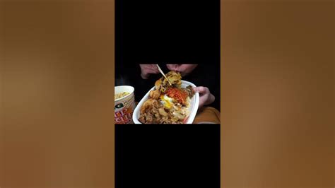 Shorts すき家の牛丼メガ盛り鶏唐揚げ・カルビ牛・ホロホロチキン Asmr Eating Sounds 咀嚼音 飯テロ 動画 日清