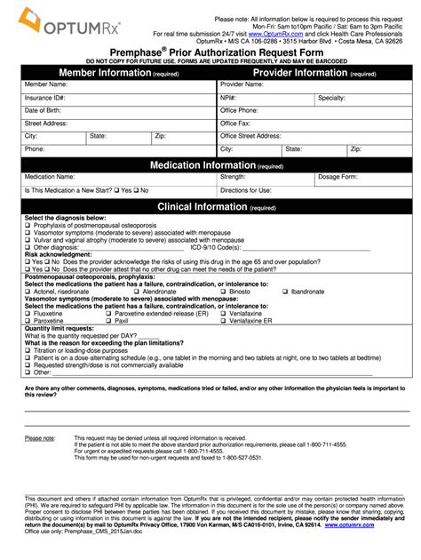 Fillable Online Premphase Prior Authorization Request Form Member