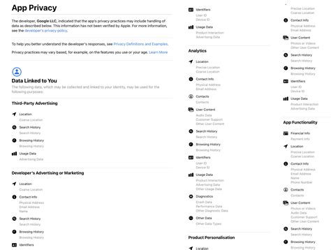Apple's app transparency rules: Google's privacy labels for Chrome and