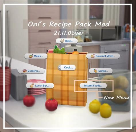 Oni S Recipe Pack Custom Food Mod 21 11 05 Sims 4 Cuisine Food Mods