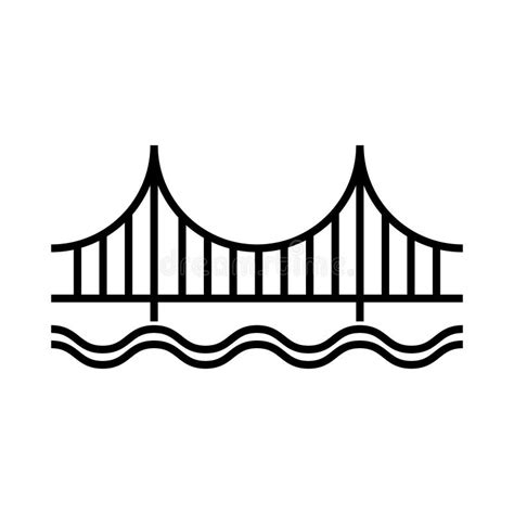 Set Of Silhouette Bridge Icon Urban Architecture Design Travel Line