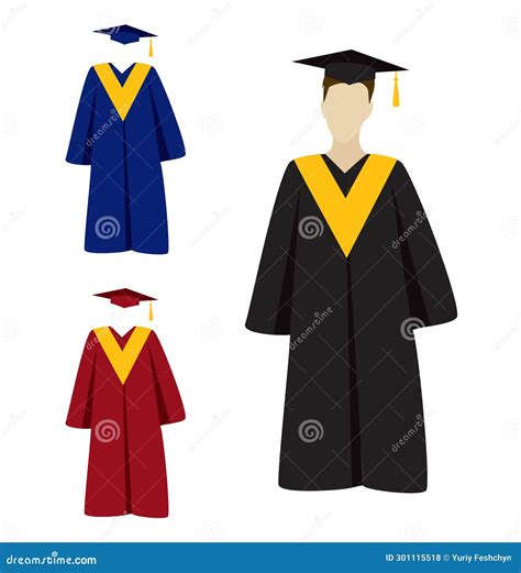 Set Of Owl In A Graduate Hats And Mantles Of Different Colors Vector Owl Character In