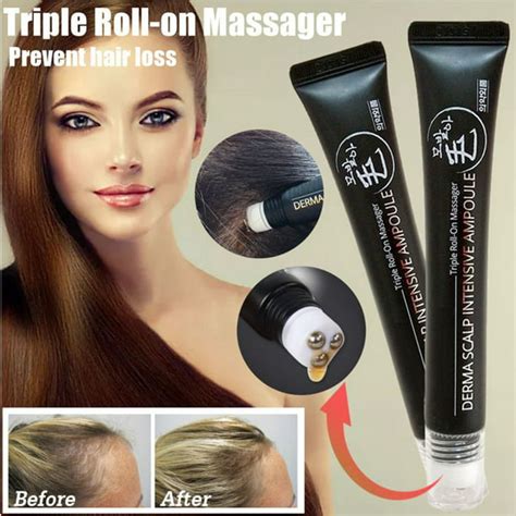 20ml Hair Growth Serum Derma Scalp Intensive Ampoule Triple Roll Massager Fast Regrow Hairline