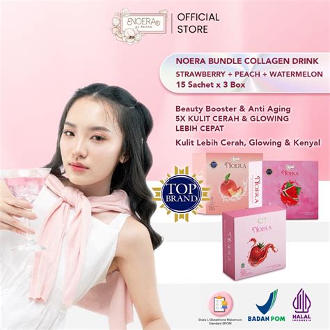 Jual Paket Bundle Mix 3 Box Noera Collagen Drink Strawberry Peach