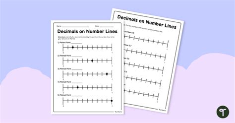 Decimals To The Tenths Number Line Worksheets Teach Starter