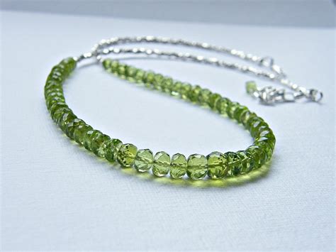 Sterling Silver Peridot Necklace Peridot Silver Necklace | Etsy