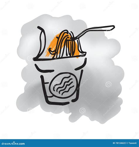 Instant Noodle Cup Doodle Drawing Vector Illustration CartoonDealer