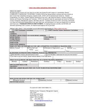 Fillable Online CERT TRAINING REGISTRATION FORM Baldwin County Fax