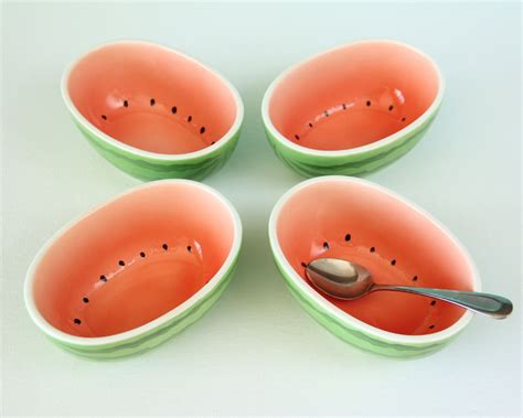 Vintage Watermelon Small Serving Bowls Ceramic Set Of Etsy