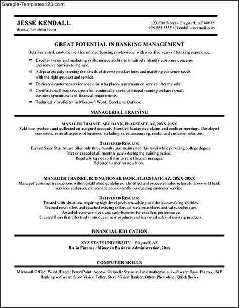 Bank Manager Resume Sample Templates Sample Templates