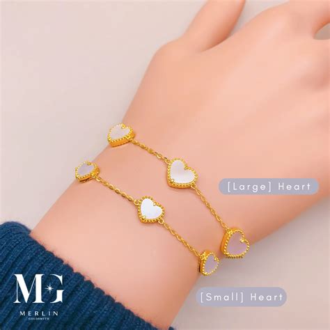 916 Gold Ginnie Series Braided Heart Bracelet Sakura Pink Merlin