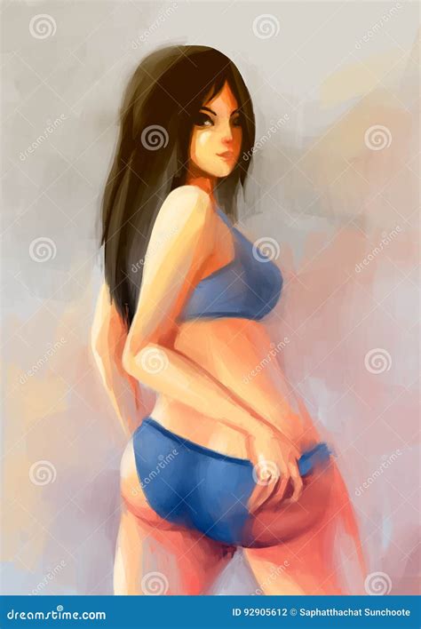 Woman Painting Bikini Stock Illustration Illustration Of Colorful