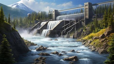 Premium AI Image | a dam with a waterfall in the background