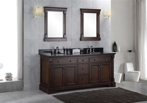 72 Solid Wood Double Bathroom Vanity Sink Cabinet W Black Granite Top