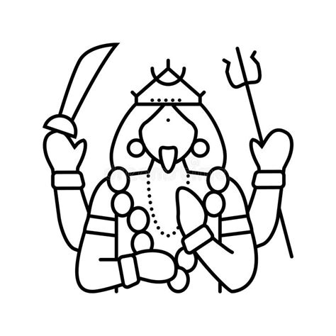 Kali God Indian Line Icon Vector Illustration Stock Illustration