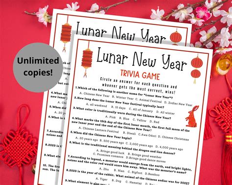 Lunar New Year Trivia Game Chinese New Year Trivia Year Of Etsy