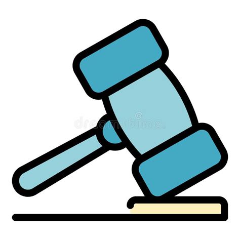 Court Wood Gavel Icon Color Outline Vector Stock Vector Illustration
