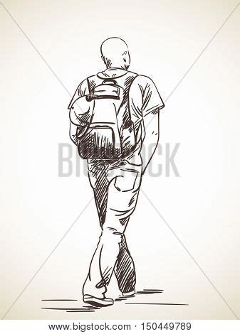 Sketch Man Backpack Vector Photo Free Trial Bigstock