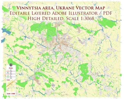 Vinnytsia Ukraine Map Vector Exact City Plan High Detailed Street Map