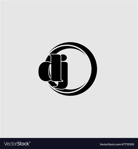 Letters Dj Simple Circle Linked Line Logo Vector Image