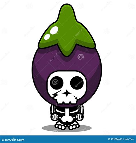 Eggplant Vegetable Skull Mascot Costume Stock Vector Illustration Of