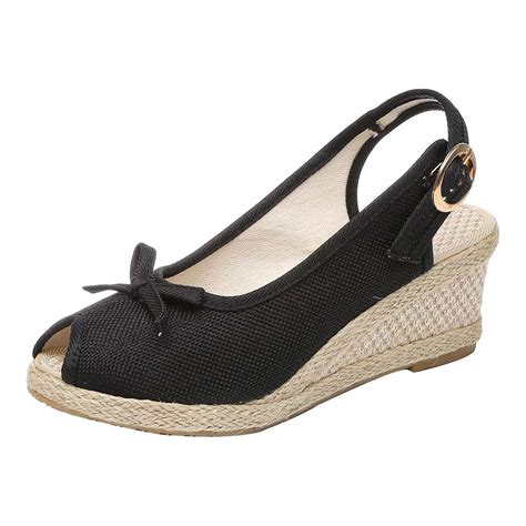 Wedge Sandals for Women Bohemia Closed Toe Ankle Strap Wedding Pumps