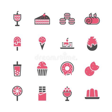 Postre En Sistema Del Icono Del Esquema Ilustraci N Del Vector