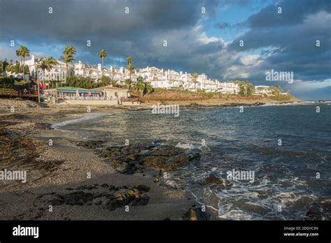 Wooden Boardwalk Senda Litoral With Beach Bar At Seafront Promenade