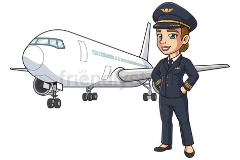 Female Airline Pilot Passenger Plane Cartoon Clipart Vector Friendlystock