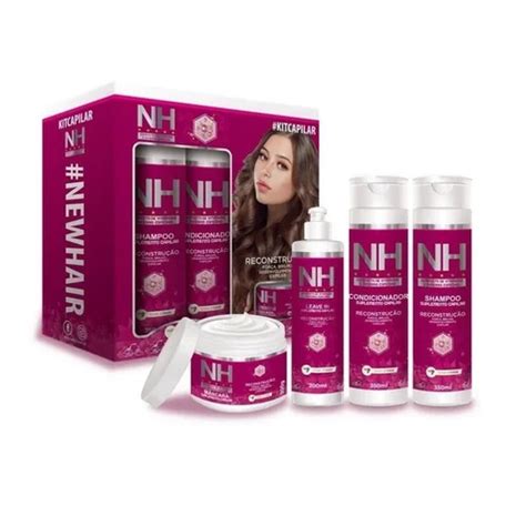 Kit Capilar New Hair NH 4 Itens Reconstrução capilar Shampoo