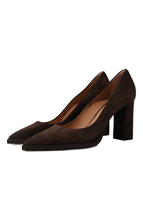 Женские темно-коричневые замшевые туфли SANTONI купить в интернет ...