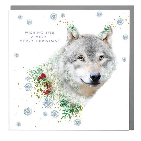 Wolf Merry Christmas Card Lola Design Ltd
