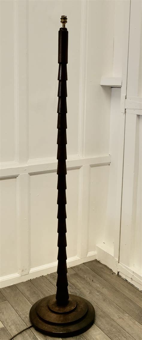 Art Deco Odeon Style Oak Standard Or Floor Lamp