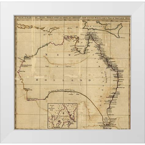 Vintage Maps 12x12 White Modern Wood Framed Museum Art Print Titled