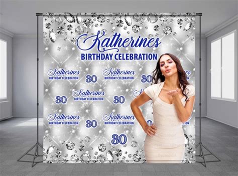 Diamonds Birthday Backdrop Step And Repeat Silver Sparkle Etsy