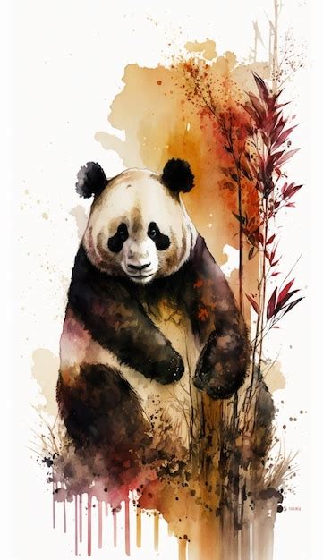 Una Pintura De Acuarela De Un Oso Panda Foto Premium